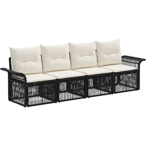 Gartensofa-set 4 pcs Schwarz Poly-Rattan vidaXL
