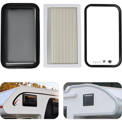 700 x 400 mm, finestra per roulotte, camper, finestra laterale, finestra di esposizione, camper, per tutti i tipi di camper, auto modificate, nero