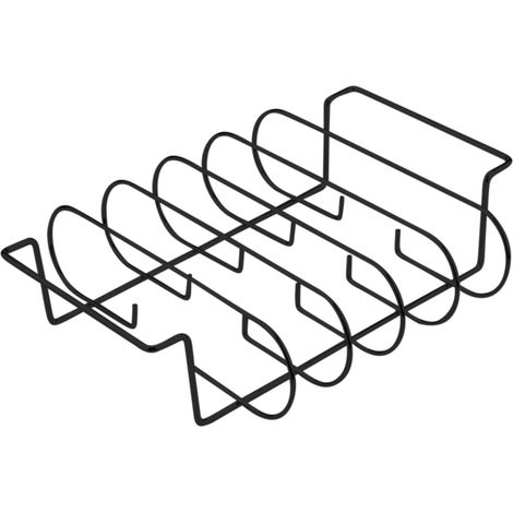 Griglia per costine in acciaio al carbonio, griglia portatile per bistecche - nera (1/5)