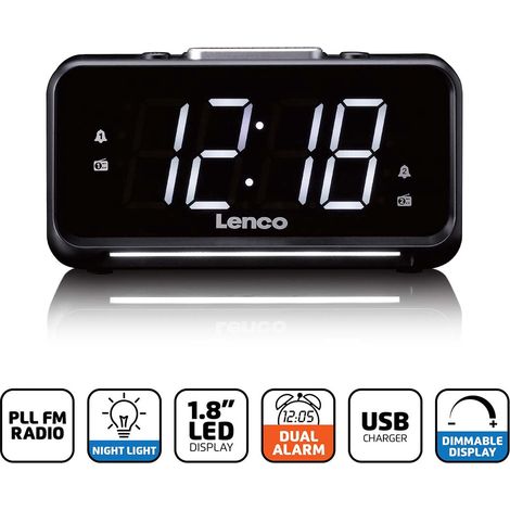 Radiosveglia FM con display LED, luce notturna, porta USB