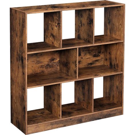 Vasagle – Bibliothèque étagère 97,5 x 30 x 100 cm – Compartiments ouverts – Panneau aggloméré marron rustique – Charge 10 kg par compartiment – LBC52BX