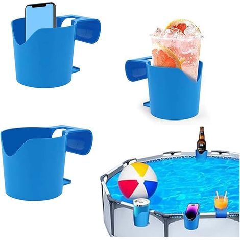 Porte-Gobelets pour Piscine, 3 Pièces Accessoires Piscine Porte-Gobelets de Piscine en Plastique, Porte-Boissons Détachable pour Les Boissons, Les Téléphones Portables, Les Clés (1/4)