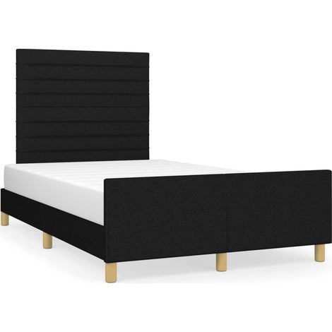 Lit double Lit adulte Cadre de lit sans matelas noir 120x190 cm tissu (1/5)