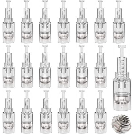 Lot de 20 aiguilles de microneedling à 12 broches, cartouches de rechange pour micro-aiguilles et nano-aiguilles, pièces de rechange pour appareil de microneedling, aiguilles de rechange pour appareil (1/5)