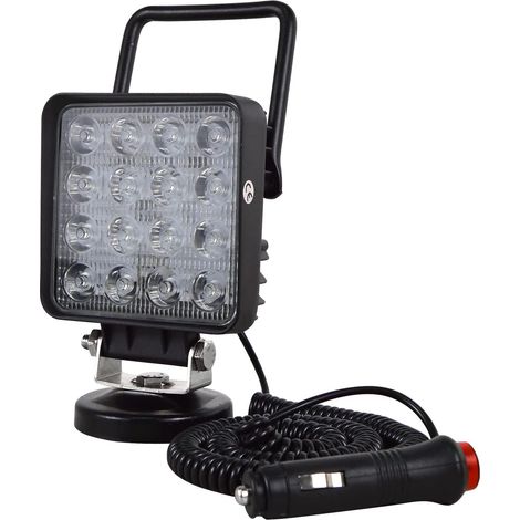 10.5cm 48W Portable LED lumière de travail Offroad Flood Light interrupteur allume-cigare support de base magnétique pour voiture SUV remorque tracteur camion ingénierie maintenance camping (1/5)
