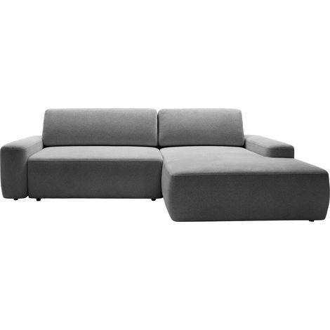 IVY - Canapé d'angle convertible tissu chiné 3 places - Gris foncé