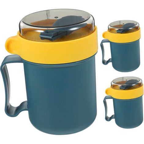 Set da 3 pezzi composto da tazza da zuppa con coperchio e ciotola adatta al microonde, ideale da portare con sé. Elegante design giapponese, chiusura ermetica. (1/5)