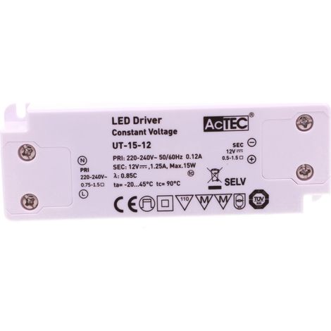 Alimentatore Trasformatore Ultra Slim 15W 12V 1.25A Tensione Costante 103X36X16 mm