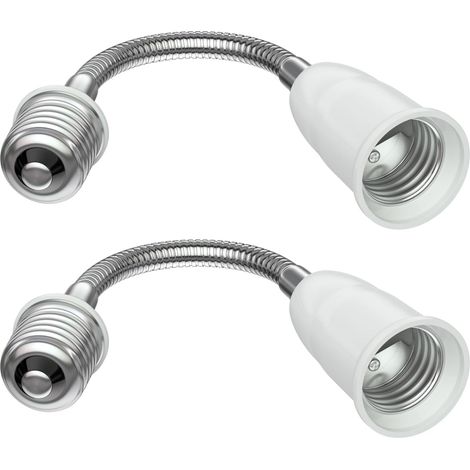 2 Pièces Rallonge E27, Col De Cygne Flexible Blanc, Extension Luminaire Pour Bureau Et Lecture