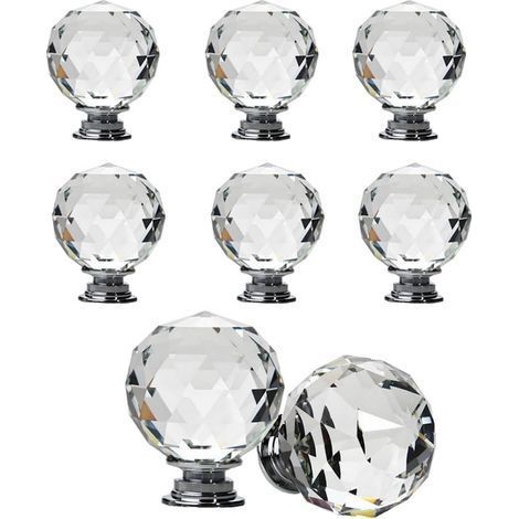 Lot de 8 boutons de tiroir sphériques en cristal,Poignée Bouton de Porte forme Diamètre 30mm Cristal Clair, Boutons d'armoire Mant Rond Verre Boutons Décoration pour Meuble Tiroir (40 mm) (1/5)