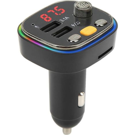 Bluetooth FM-Transmitter, Musikplayer, Dual-USB-Schnellladegerät, Freisprechfunktion, LED-Farbhintergrundbeleuchtung