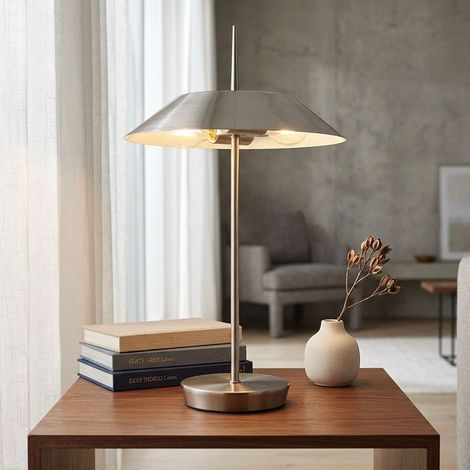 Lampe de table LED couleur nickel Lampe d'appoint moderne Lampe de salon Lampe de table, métal, 2x douille E27, DxH 30x52 cm (1/5)