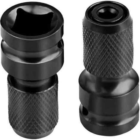 Adaptateur pour clé à chocs, tête carrée 1/2 pouce vers tête hexagonale 1/4 pouce, pour clés à cliquet à chocs et porte-embouts de tournevis - 2 pièces (1/4)