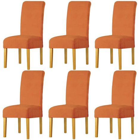 Stuhlbezüge für Esszimmerstühle, 6er Pack, Orange, Größe M (1/5)