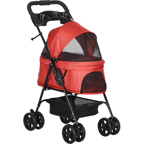 Poussette pliable pour chiens Oxford rouge 67x45x96cm