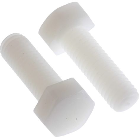 Vis à tête hexagonale, Nylon Brut, M8 x 25mm ( Prix pour Sachet de 50 )