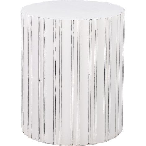 Mesa auxiliar blanco crema 45 cm MDF acabado desgastado sala de estar Deuli