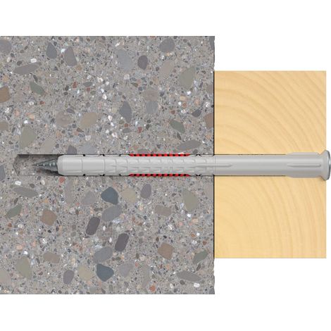 Fischer Tasselli Prolungati DuoXpand T 10x180 con Vite a Testa Svasata Piana in Acciaio Zincato, 50 pz, 562160, grigio rosso