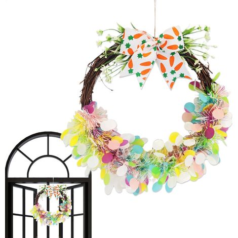 Couronne de Pâques Rustique Faite Main Résistante aux Intempéries Couronne de Décoration Printanière pour la Décoration des Porches Salon Cheminée Grange Jardin Extérieur et (1/5)