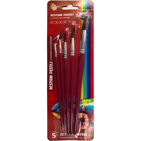 Spazzole con setole naturali n.: 2, 4, 8, 10, 16 (5 pezzi)