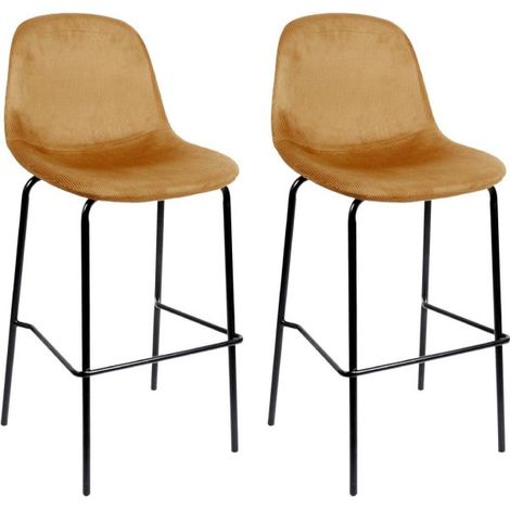 Lot de 2 Chaises de Bar Velours "Giulia" 100cm Jaune (1/5)