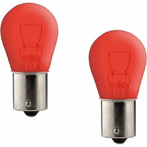 – Lot de 2 ampoules BA15S 12V 21W rouge – Éclairage universel pour voiture, remorque et tracteur – Lumière vive et efficace (1/2)