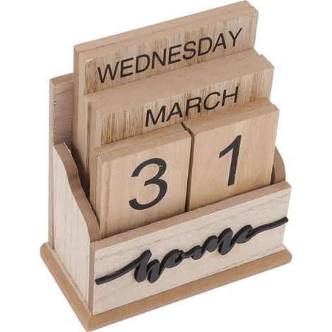 Calendrier Perpétuel en Bois - Calendrier de Bureau Réutilisable Vintage et Élégant (1/5)