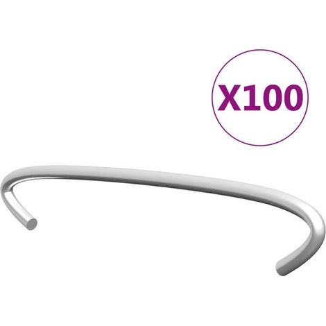 Crochets de gabion, lot de 100, longueur 10 cm, acier galvanisé, entretoises de renfort anti-gonflement pour gabions, argent (1/5)