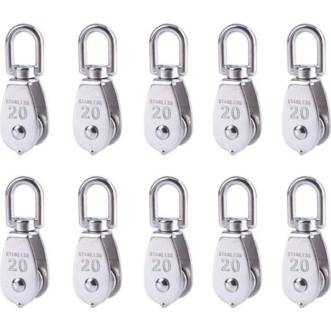 10 stücke M20 Edelstahl Draht Seil Kran Pulley Hebe Kran Swivel Haken Einzelnen Pulley Draht Hängen Abschleppen Rad