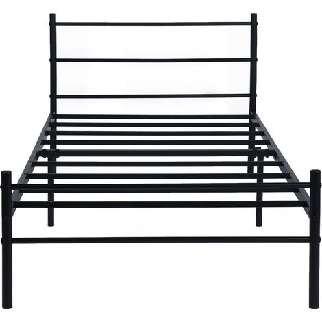 FurnitureR Einzelmetallbettrahmen, Minimalistischer Metallrahmen, Ideal für Schlafzimmer, Studios, Apartments, Schnellmontage, Geeignet für 90x190cm Matratze, Schwarz (1/5)