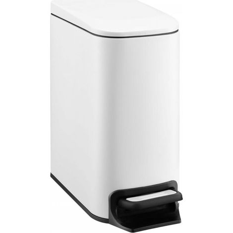 Poubelle blanche 29,8 x 15 x 30,2 cm 1 petite poubelle de salle de bain avec couvercle 6 litres poubelle en acier inoxydable avec pédale (1/5)