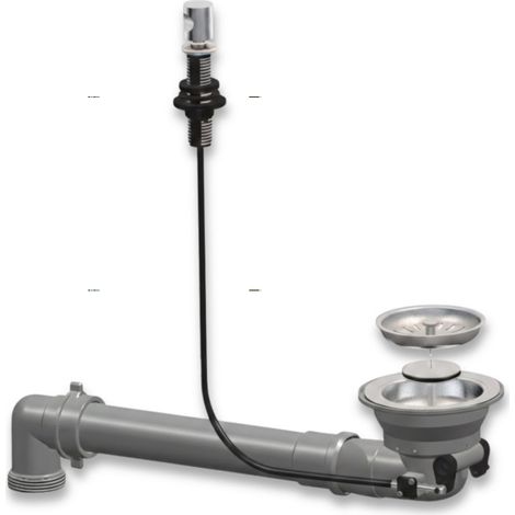 Automatisches Ablaufventil für Spüle mit platzsparendem Kabel LIRA, glänzendes Nickel (1/3)