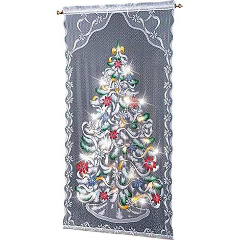 Rideaux de Noël en dentelle avec guirlande lumineuse LED, occultants et semi-transparents, pour salon, chambre et décoration intérieure. (1/5)
