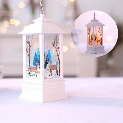 Lanterne De Noël - LED - Plastique - 20 cm x 7,5 cm - Pour Décoration Extérieure Et Intérieure - 1 Pièce (1/3)