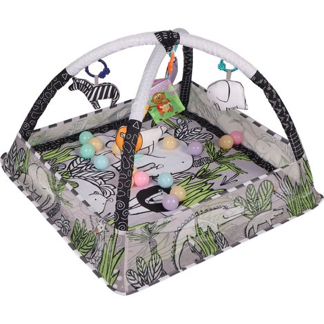 Tapis d'éveil portable et confortable pour bébé, carré, motif prairie sauvage. Tapis de jeu sûr et confortable pour bébé, idéal pour la maison. (1/5)