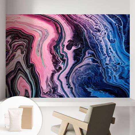 Fototapete - Tapete Vliestapete mit Kleber - Wandtapete Moderne Wandbild Schlafzimmer Wohnzimmer Farbenfrohe Wirbel 104x70 cm