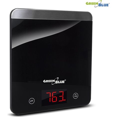 Bilancia cucina GreenBlue GB171 nera 5 kg vetro temperato (1/2)
