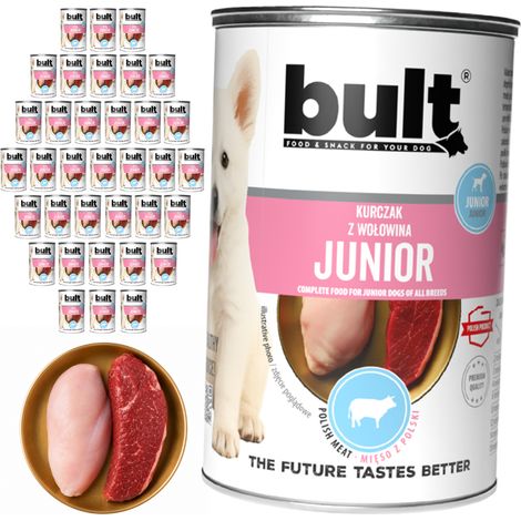 BULT JUNIOR Nassfutter für Hunde, Huhn und Rind, 36 x 400 g, für Welpen (1/2)