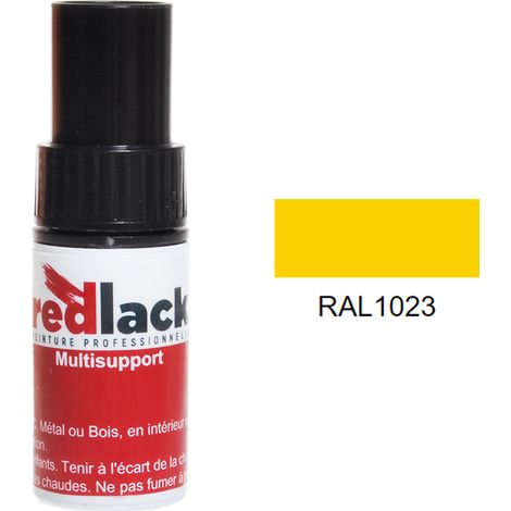 Flacone per ritocchi con pennello 9ml – RAL 1023 – Giallo traffico – satinato – multisupporto – Redlack