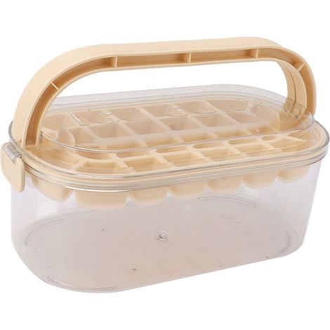 Moule à glaçons 28 cavités, grande capacité, pour la fabrication de glaçons maison, portable, beige, à fond souple. (1/5)