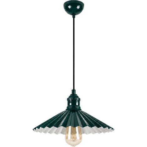 Lampe suspendue en métal "Plise" - 32 x 32 cm - Vert Foncé (1/4)