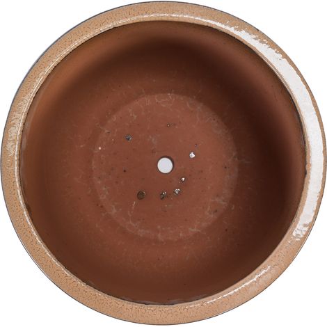 Set de 3 macetas de cerámica hechas a mano, marrón claro brillante, 34,6/26,2/20 cm (1/5)
