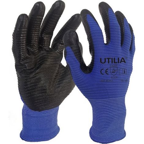 12PAIA GUANTI IN NYLON/NITRILE Col. Blu/nero tg.11