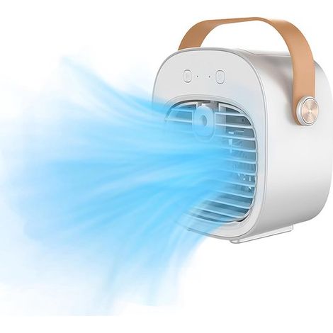 Mini raffrescatore d'aria ricaricabile bianco，4000 mAh，Condizionatore d'aria personale USB，3 velocità，Raffreddamento evaporativo silenzioso (1/5)