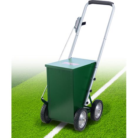 VEVOR Marqueur de ligne seche, 4 roues, craie de ligne seche de terrain de baseball et de softball, 50 ou 100 mm, machine marquage reglable, avec poignee reglage en caoutchouc, capacite 22,7 kg, vert