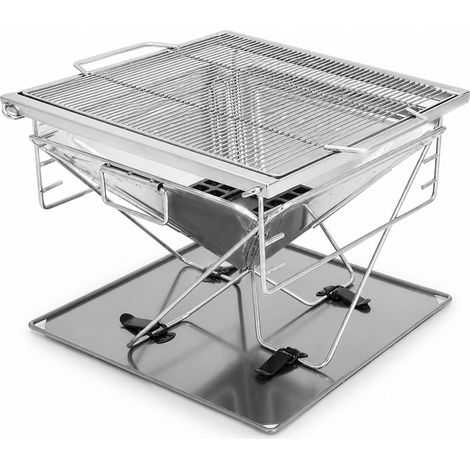 48 cm foldable barbecue brazier in thick stainless steel