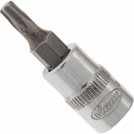 VIGOR Embout de tournevis TX V2444N Carré creux 6,3 mm (1/4 pouce) Profil TX intérieur T20 (1/4)