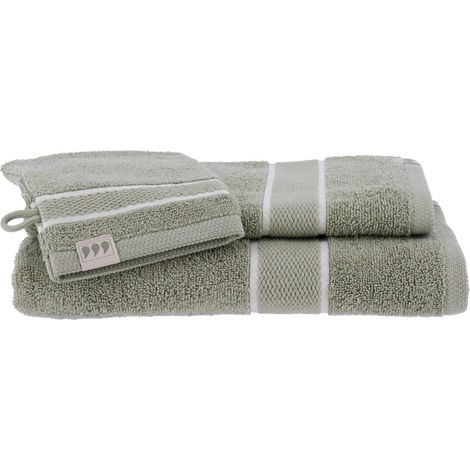 Set di 2 asciugamani e un guanto, verde avorio (1/2)