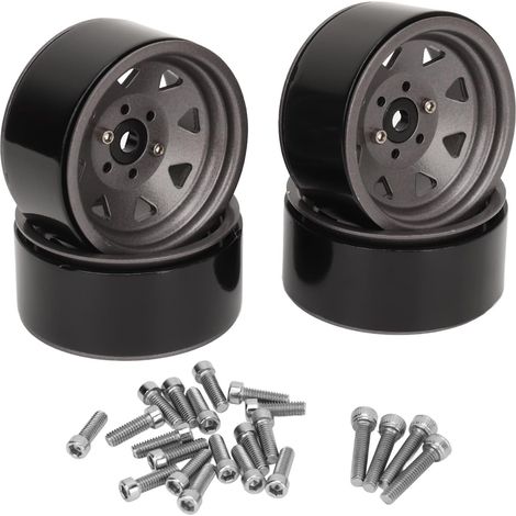 Lot de 4 Jantes RC 1,9" - Ajustement Universel - Support Solide - 8 Rayons - pour SCX10 SCX10 II SCX10 II SCX10 III (Titane) (1/5)