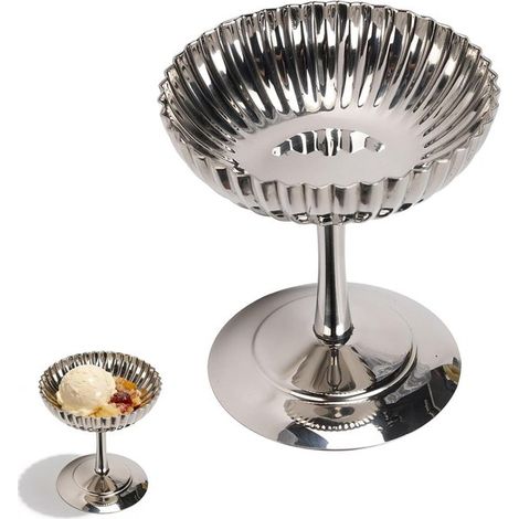 Coppetta da gelato in acciaio inox, coppa da dessert, piatto da portata per dessert, materiale robusto, 10,5 x 9,7 cm, colore argento (1/5)